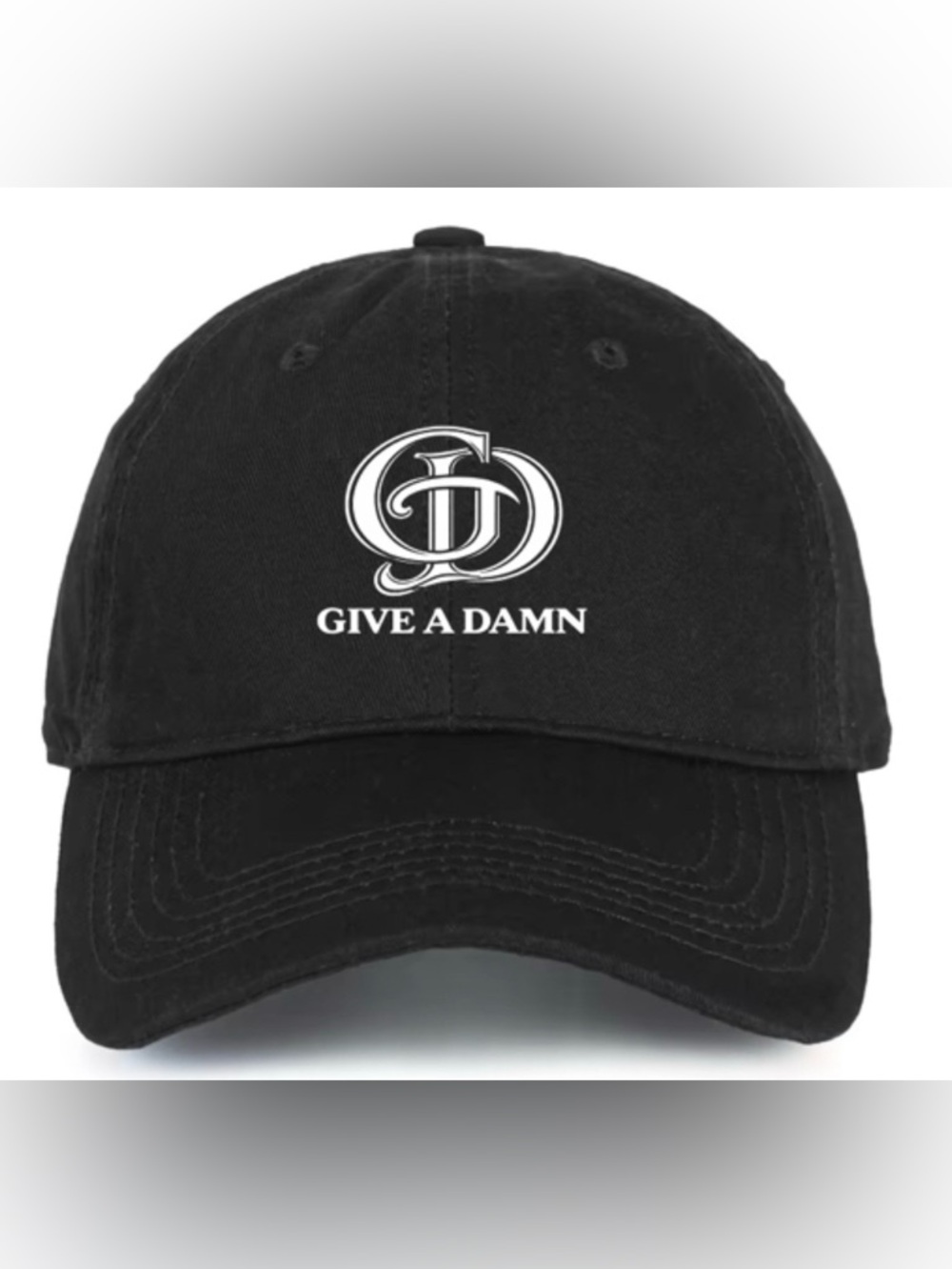 Give A Damn Black Logo  Cap